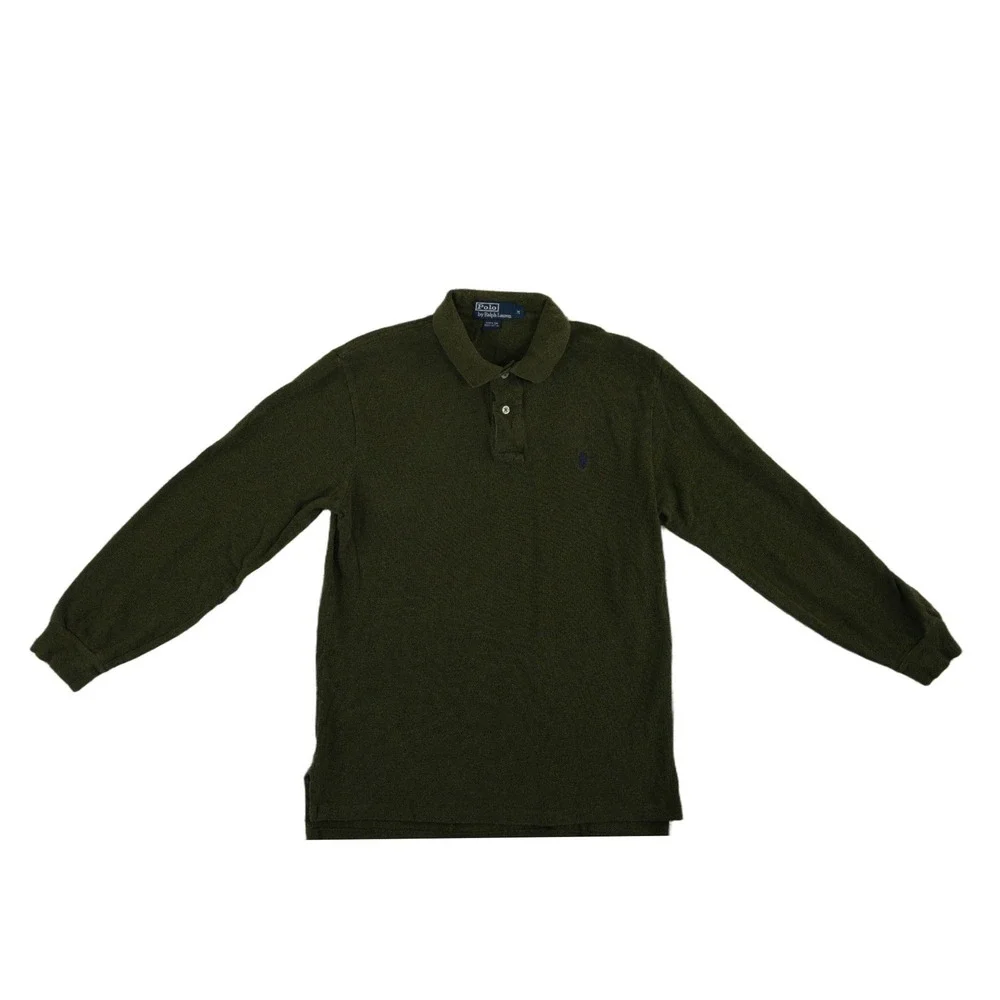 Ralph Lauren Polo 100% Cotton Long Sleeve Shirt Men's Size Medium Olive Green